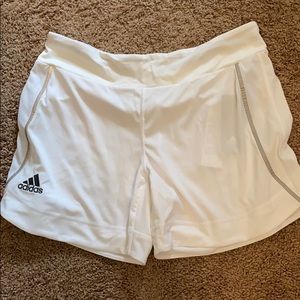 White adidas running shorts